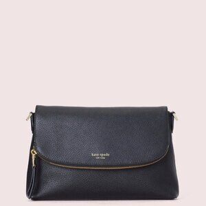 Kate Spade Polly Large Leather Convertible Crossbody Bag, Black